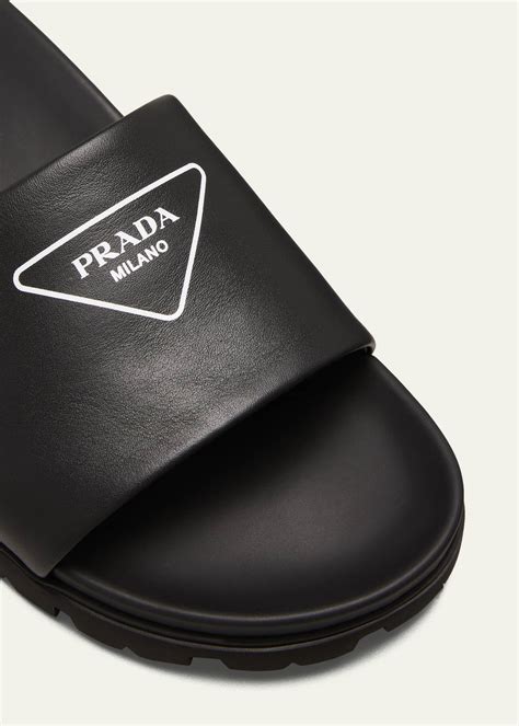 prada logo slide sandals